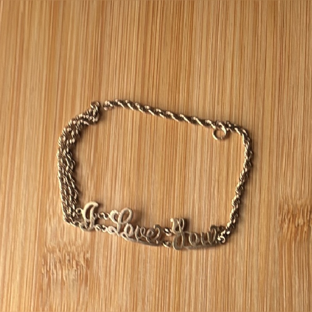 Vintage bracelet I LOVE YOU.  Goldtone
